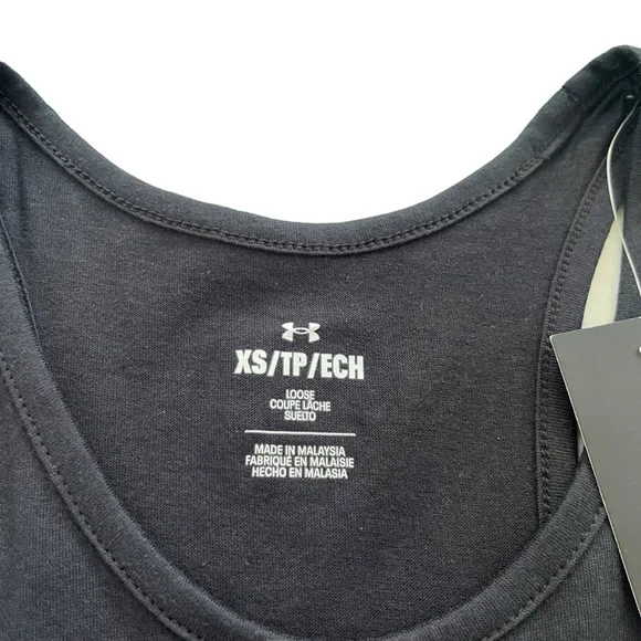 Under Armour Women’s XSmall Black Softball Logo Bar, Athletic Loose Fit Tank Top - Picture 3 of 16